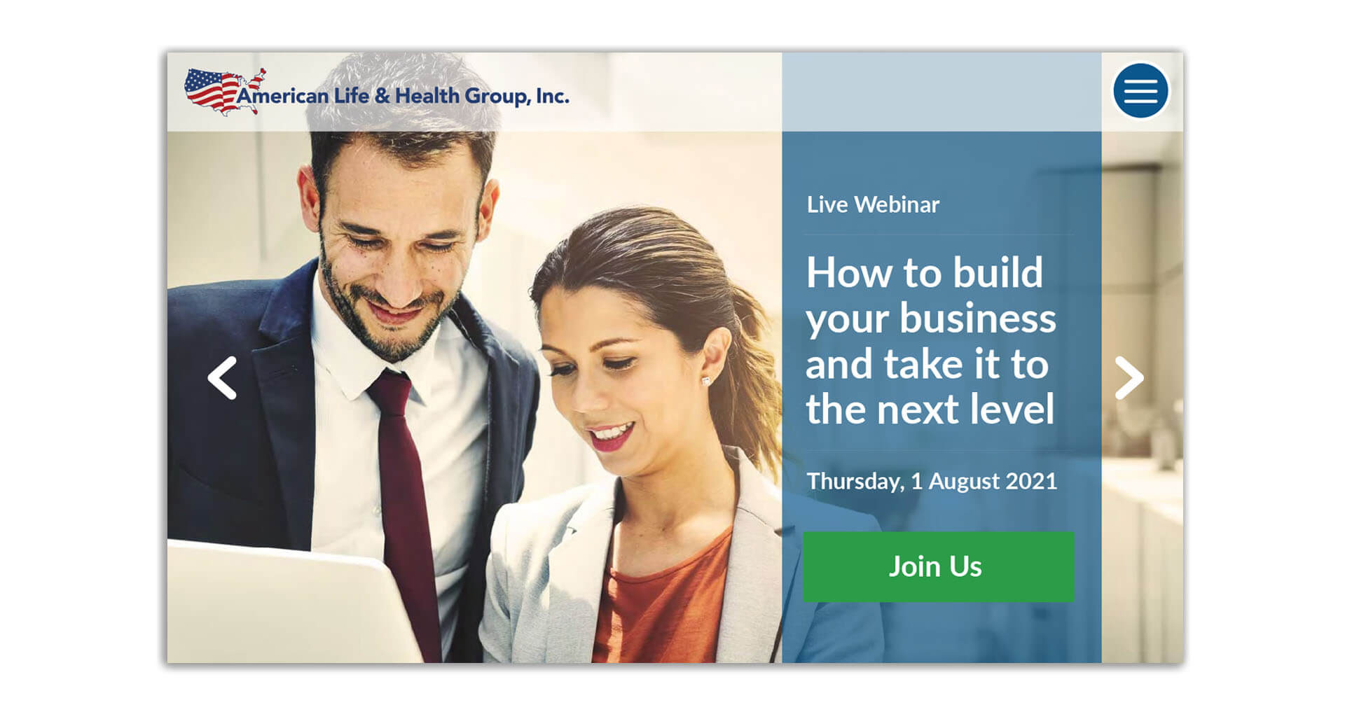 American Life and Health Group wireframe