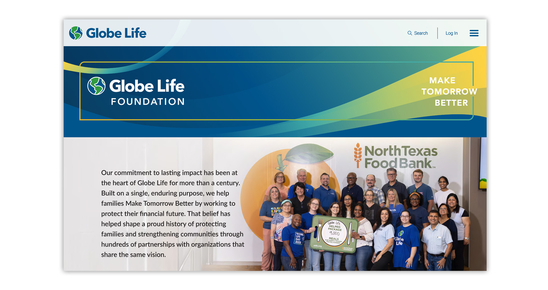 Globe Life Foundation wireframe