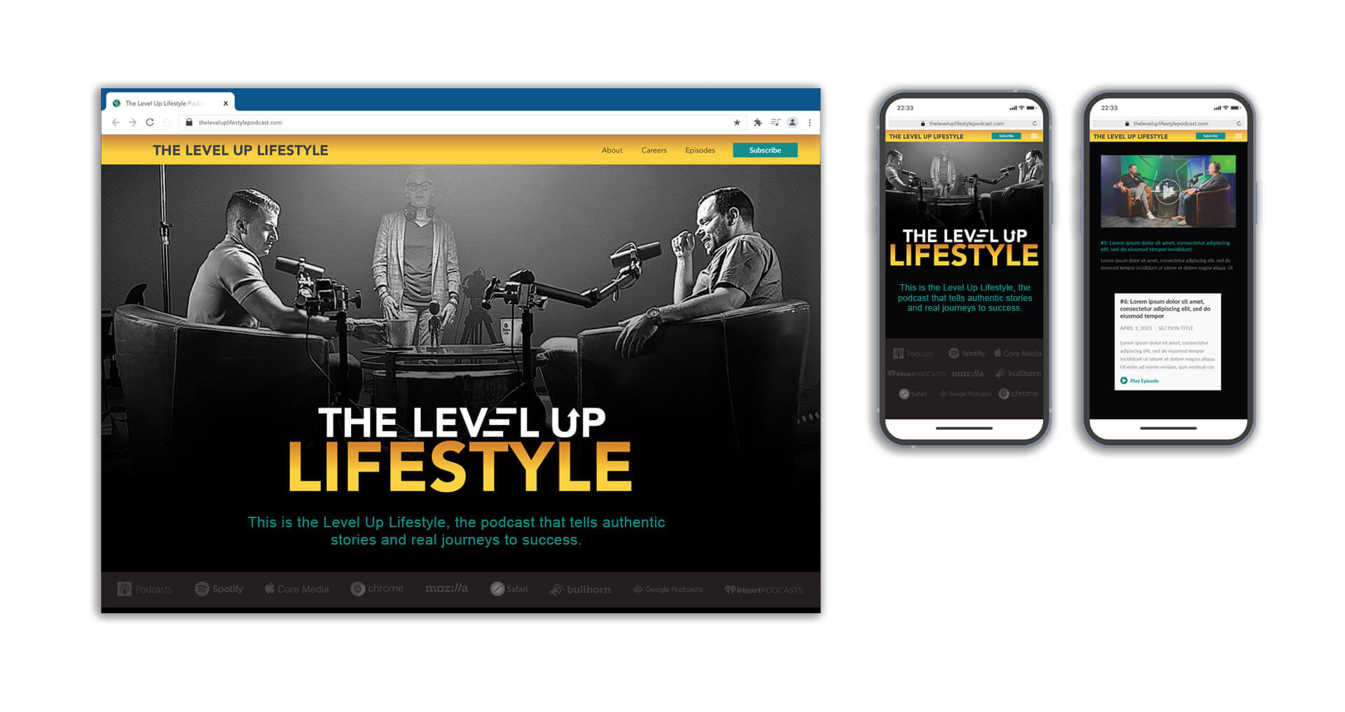 The Level Up Lifestyle wireframe